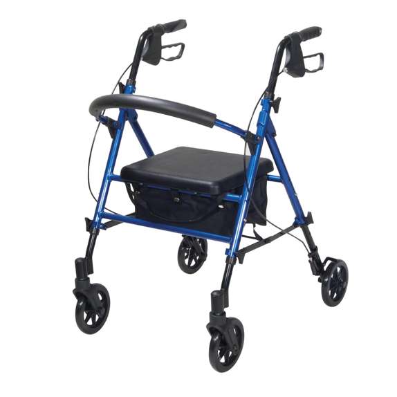 R8 Drive Adjustable Seat Height Rollator 4 Wheel Walker Blue Red Aluminium Lightweight R8RDHA R8BLHA