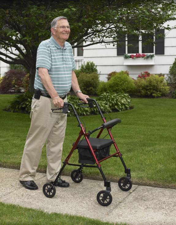 R8 Drive Adjustable Seat Height Rollator 4 Wheel Walker Blue Red Aluminium Lightweight R8RDHA R8BLHA