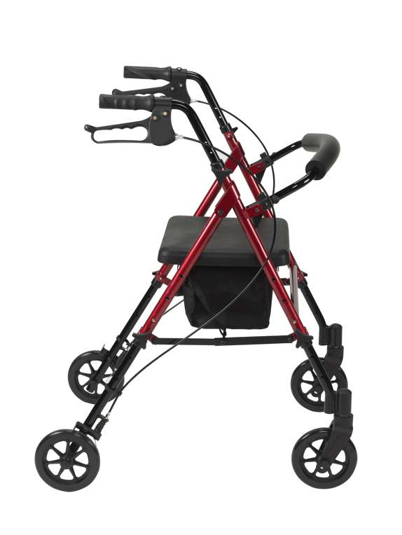 R8 Drive Adjustable Seat Height Rollator 4 Wheel Walker Blue Red Aluminium Lightweight R8RDHA R8BLHA