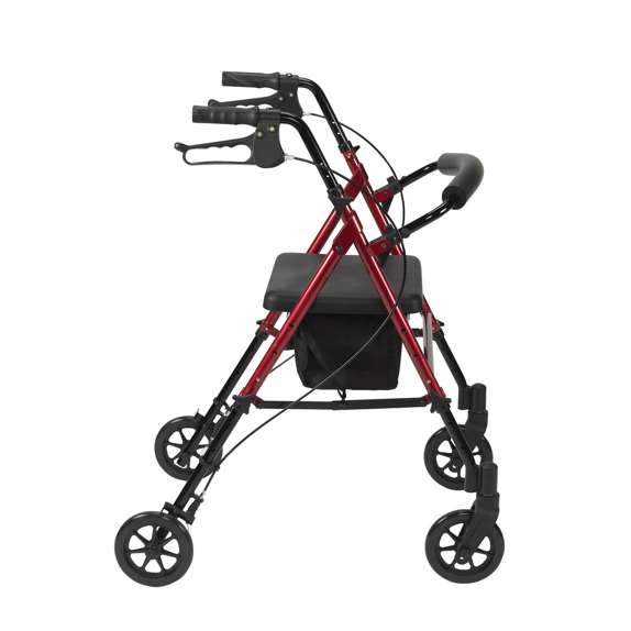 R8 Drive Adjustable Seat Height Rollator 4 Wheel Walker Blue Red Aluminium Lightweight R8RDHA R8BLHA