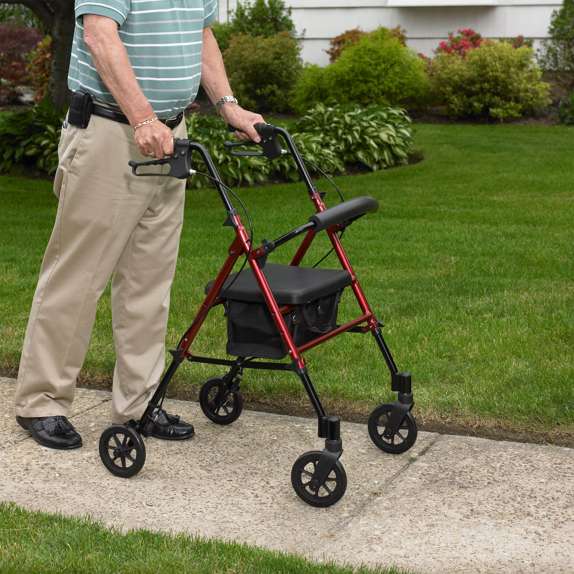 R8 Drive Adjustable Seat Height Rollator 4 Wheel Walker Blue Red Aluminium Lightweight R8RDHA R8BLHA