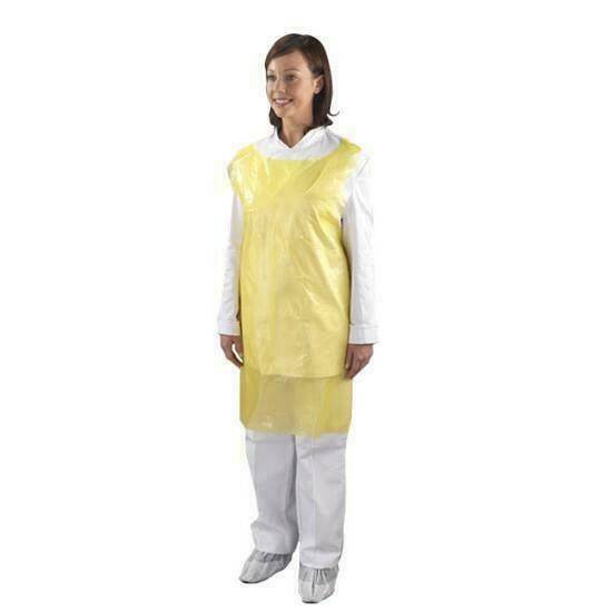 Disposable Plastic Aprons On Roll Blue Yellow or White 200 Pack Countrywide Premium Polythene