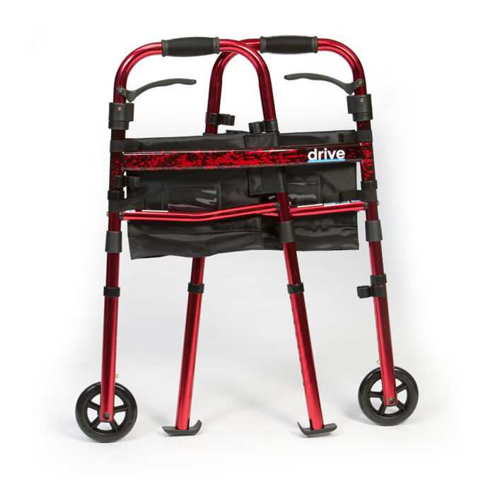 Drive Ready Set Go Red Folding Lightweight Rollator Zimmer Frame Lets Go Walker 2 Wheels 2 Sliders Travel Transport With Bag 10236K