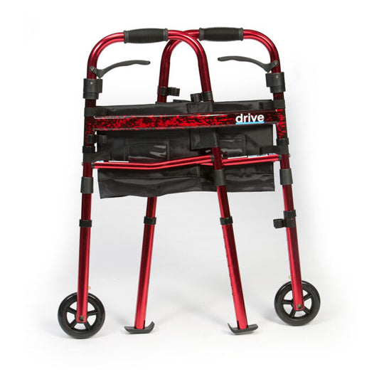 Drive Ready Set Go Red Folding Lightweight Rollator Zimmer Frame Lets Go Walker 2 Wheels 2 Sliders Travel Transport With Bag 10236K