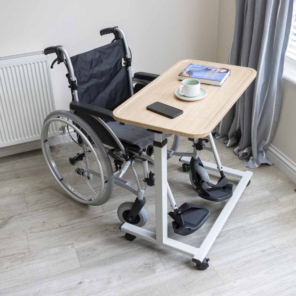 NRS S13892 Over Chair Wheelchair Over Bed Adjustable Easylift Gas Lift Table 4 Wheels Hospital Care Type