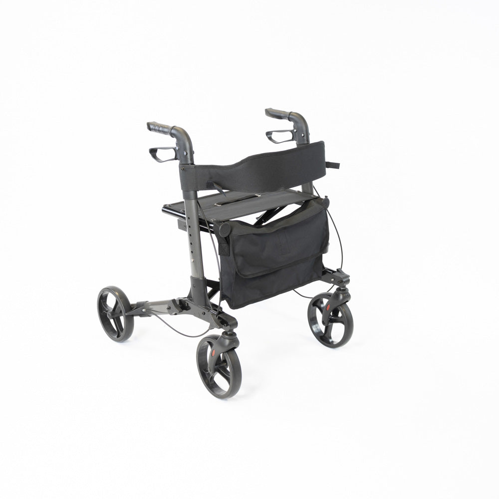 NRS S20744 Lightweight Aluminium Folding Triple Fold Rollator Walker Grey 4 Wheel
