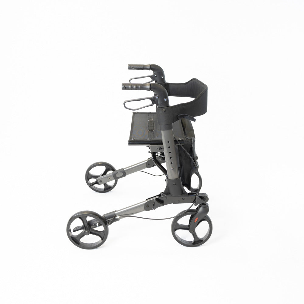 NRS S20744 Lightweight Aluminium Folding Triple Fold Rollator Walker Grey 4 Wheel