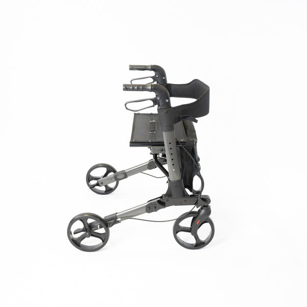 NRS S20744 Lightweight Aluminium Folding Triple Fold Rollator Walker Grey 4 Wheel