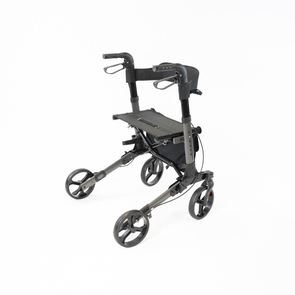 NRS S20744 Lightweight Aluminium Folding Triple Fold Rollator Walker Grey 4 Wheel