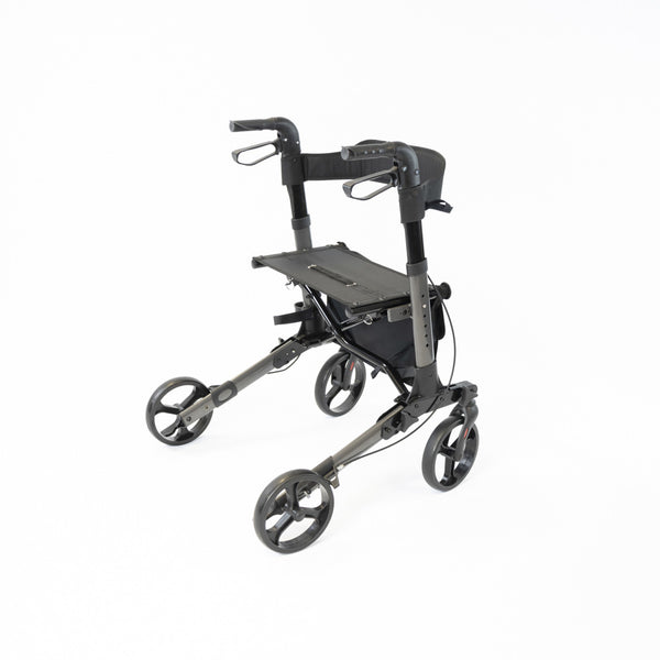 NRS S20744 Lightweight Aluminium Folding Triple Fold Rollator Walker Grey 4 Wheel