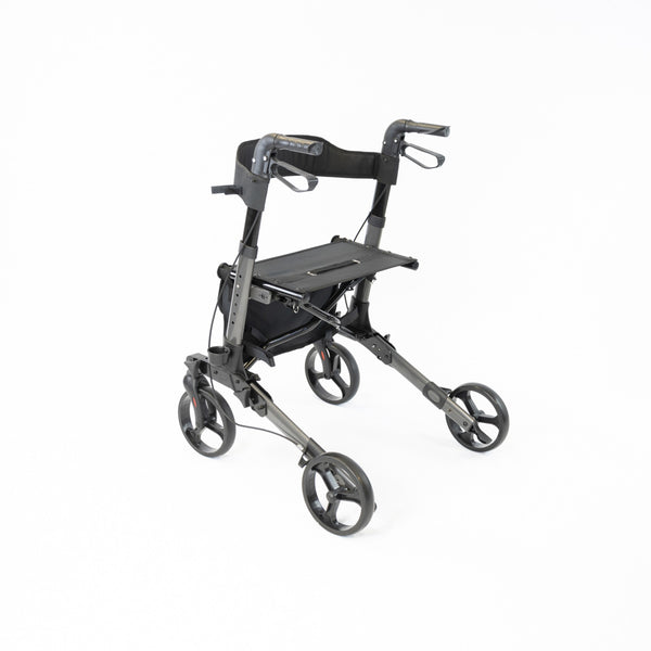 NRS S20744 Lightweight Aluminium Folding Triple Fold Rollator Walker Grey 4 Wheel