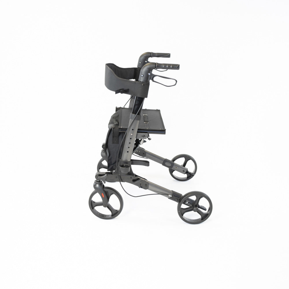NRS S20744 Lightweight Aluminium Folding Triple Fold Rollator Walker Grey 4 Wheel
