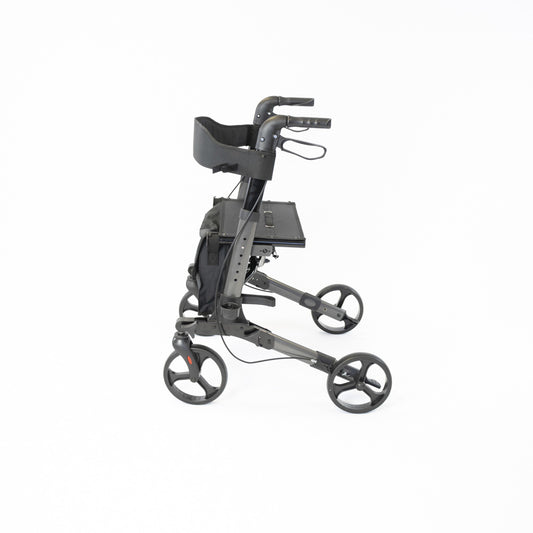 NRS S20744 Lightweight Aluminium Folding Triple Fold Rollator Walker Grey 4 Wheel