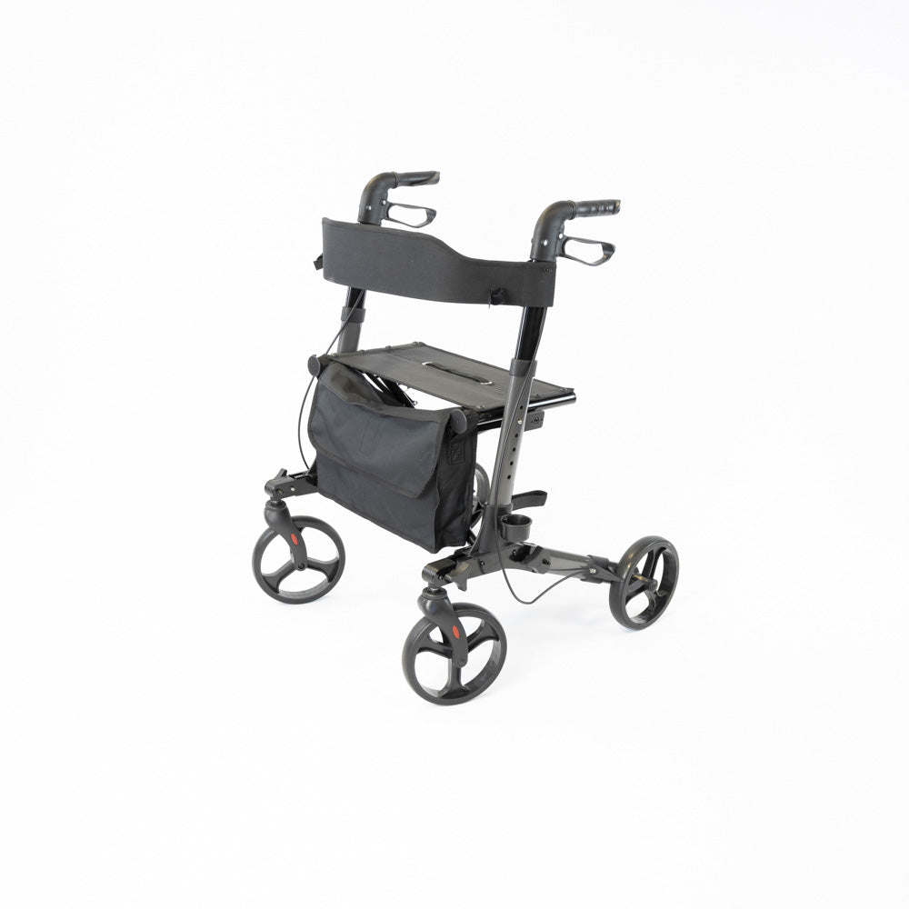 NRS S20744 Lightweight Aluminium Folding Triple Fold Rollator Walker Grey 4 Wheel