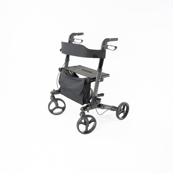 NRS S20744 Lightweight Aluminium Folding Triple Fold Rollator Walker Grey 4 Wheel
