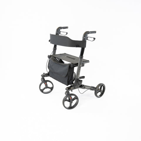 NRS S20744 Lightweight Aluminium Folding Triple Fold Rollator Walker Grey 4 Wheel