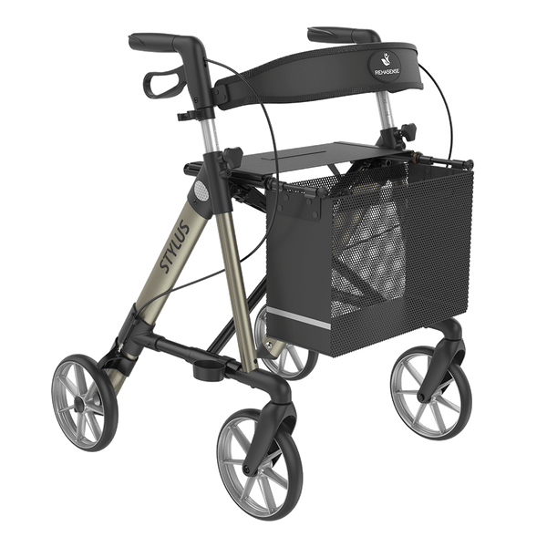 Rehasense Stylus Folding Rollator 4 Wheel Walker Aluminium Lightweight Backrest and seat