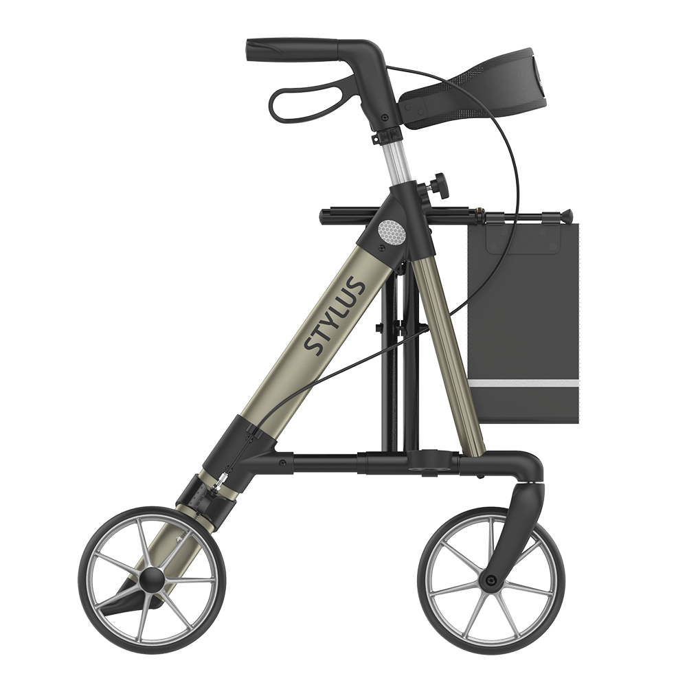 Rehasense Stylus Folding Rollator 4 Wheel Walker Aluminium Lightweight Backrest and seat