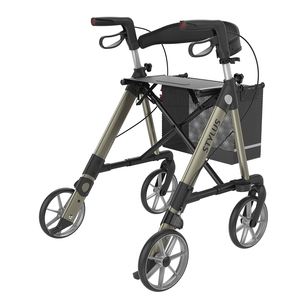Rehasense Stylus Folding Rollator 4 Wheel Walker Aluminium Lightweight Backrest and seat