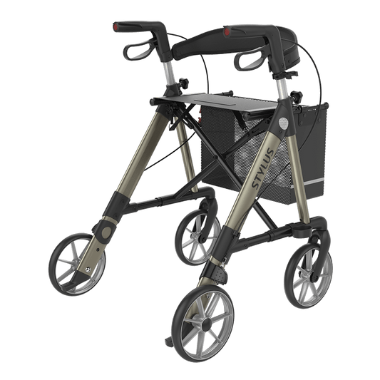 Rehasense Stylus Folding Rollator 4 Wheel Walker Aluminium Lightweight Backrest and seat