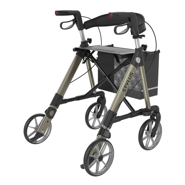 Rehasense Stylus Folding Rollator 4 Wheel Walker Aluminium Lightweight Backrest and seat