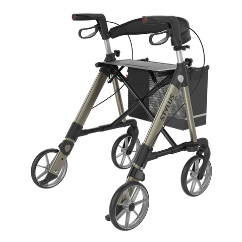 Rehasense Stylus Folding Rollator 4 Wheel Walker Aluminium Lightweight Backrest and seat