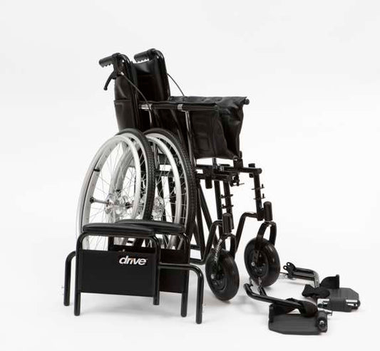 Fauteuil roulant lourd Sentra Enigma EC Bariatric de Drive DeVilbiss, auto-propulsé, grandes roues, largeurs d'assise 20" 22" 24", poids utilisateur maximal 200 kg 31 stone - STD20ECDDA-SFBLK STD22ECDDA-SFBLK STD24ECDDA-SFBLK