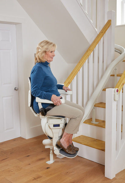 Platinum One or Two Curved Stairlift Standard or Heavy Duty Reconditioned or New Narrow Spiral Staircases Ergo Small Seat