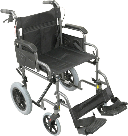 Aidapt Deluxe Attendant Propelled Steel Wheelchair VA169 and spare 12" castor and spare side panels