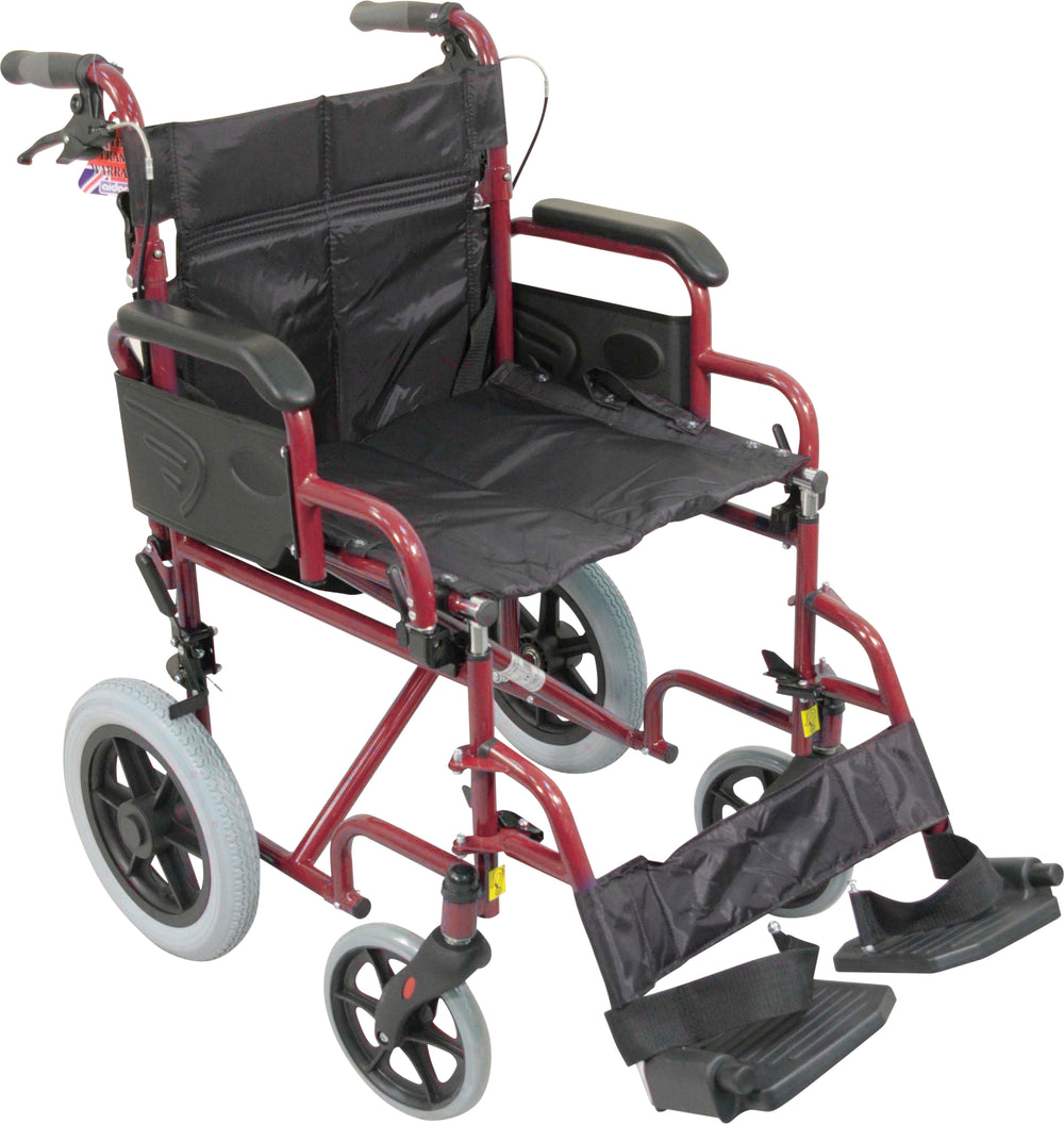 Aidapt Deluxe Attendant Propelled Steel Wheelchair VA169 and spare 12" castor and spare side panels