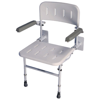 Aidapt Solo Deluxe Padded Wall Mounted Shower Seat Drop Down Lift Arms Back VB535 VB539