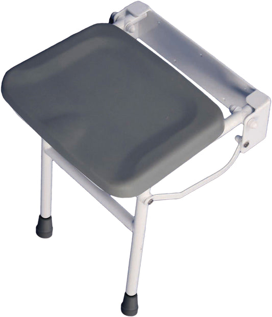 Aidapt Wall Mounted Solo compact height adjustable fold away padded shower seat with legs VB544