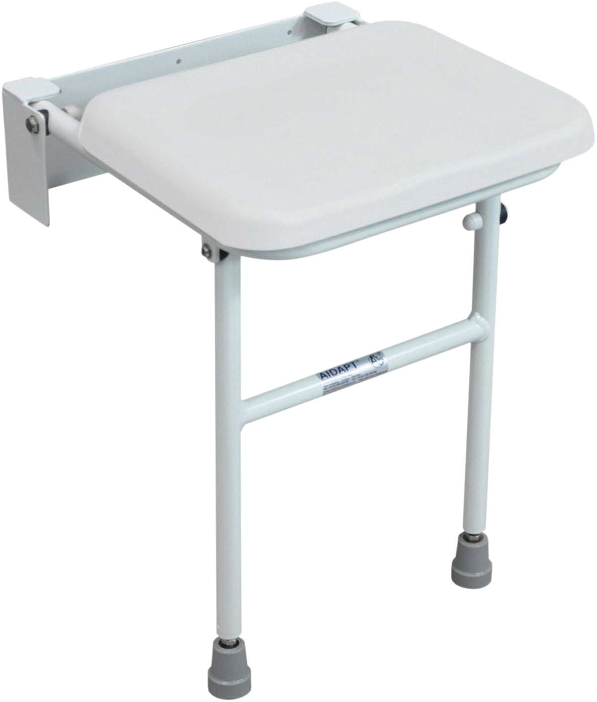 Aidapt Wall Mounted Solo compact height adjustable fold away padded shower seat with legs VB544