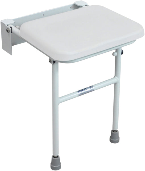 Aidapt Wall Mounted Solo compact height adjustable fold away padded shower seat with legs VB544