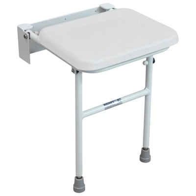 Aidapt Wall Mounted Solo compact height adjustable fold away padded shower seat with legs VB544