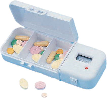 Aidapt Pilulier Minuteur Horloge numérique Alarme Compact Avec piles 3 compartiments VM928