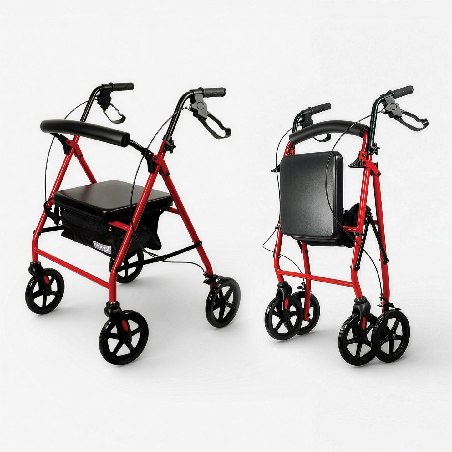Aidapt Four Wheeled Rollator with Bag available in Red, Blue and Silver
