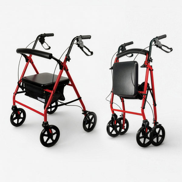Aidapt Four Wheeled Rollator with Bag available in Red, Blue and Silver