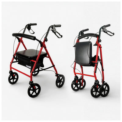 Aidapt Four Wheeled Rollator with Bag available in Red, Blue and Silver
