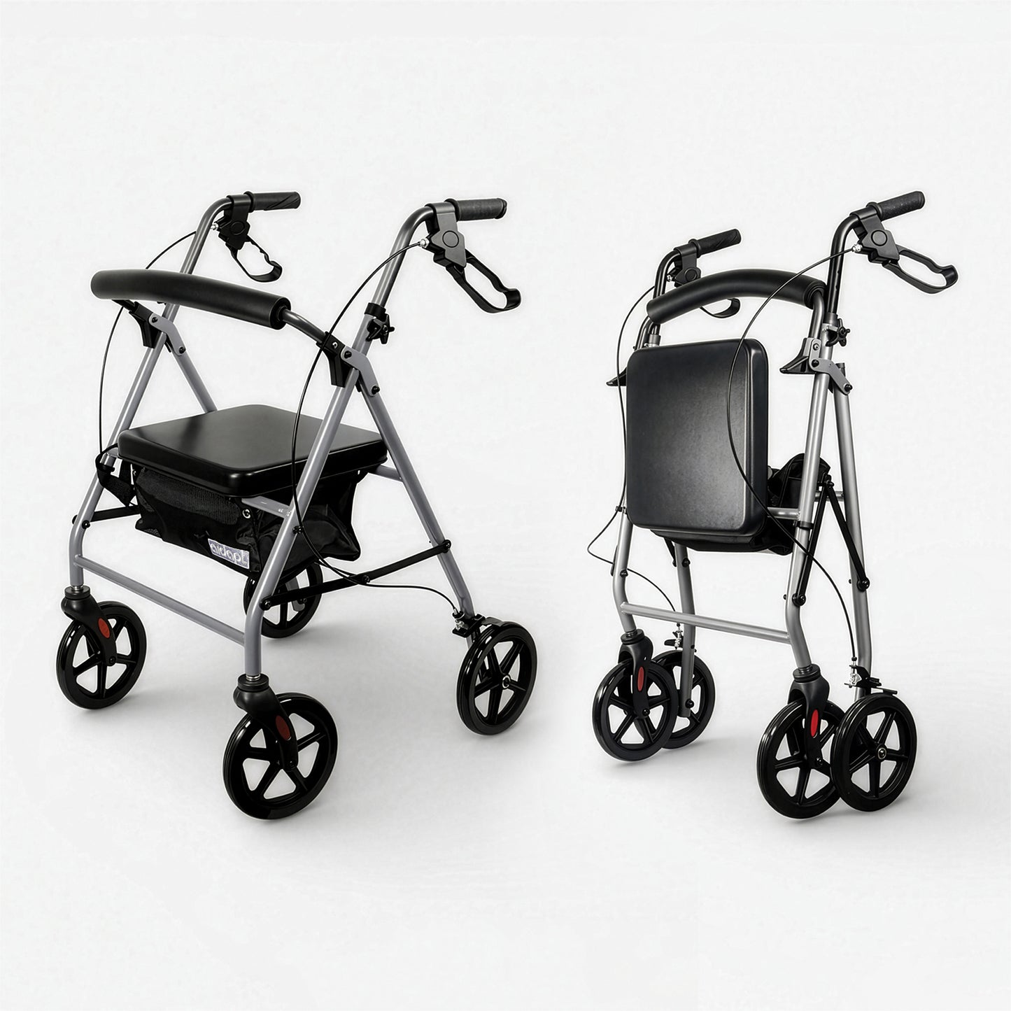 Aidapt Four Wheeled Rollator with Bag available in Red, Blue and Silver
