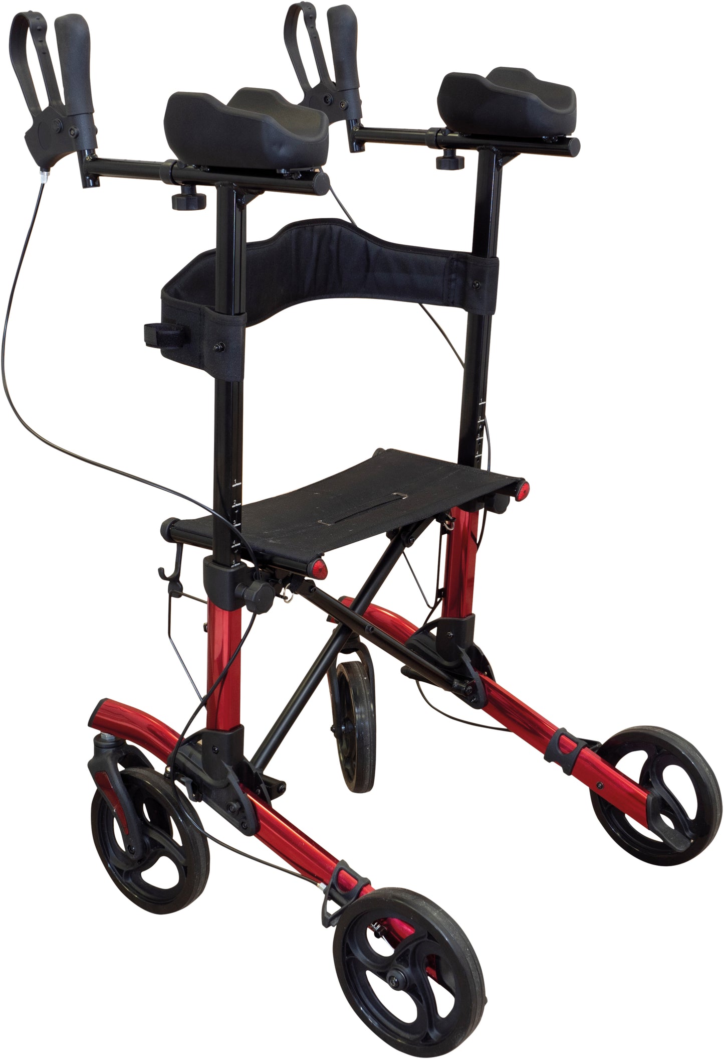 Aidapt Forearm Four Wheeled Rollator Walker Arm Support VP187 Folding Lightweight Silver Red