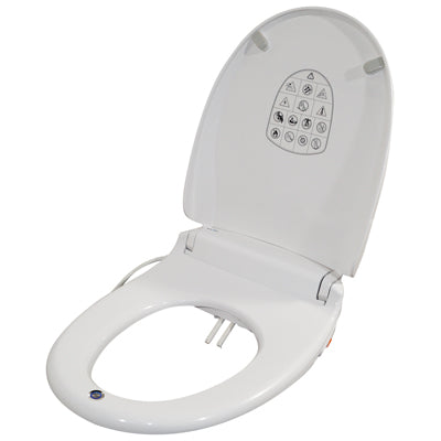 Aidapt E Loo Toilet Seat with Bidet Cleaning featuring a Warm Air Dryer, Night Light and Heated Seat Comfort Function
