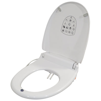 Aidapt E Loo Toilet Seat with Bidet Cleaning featuring a Warm Air Dryer, Night Light and Heated Seat Comfort Function