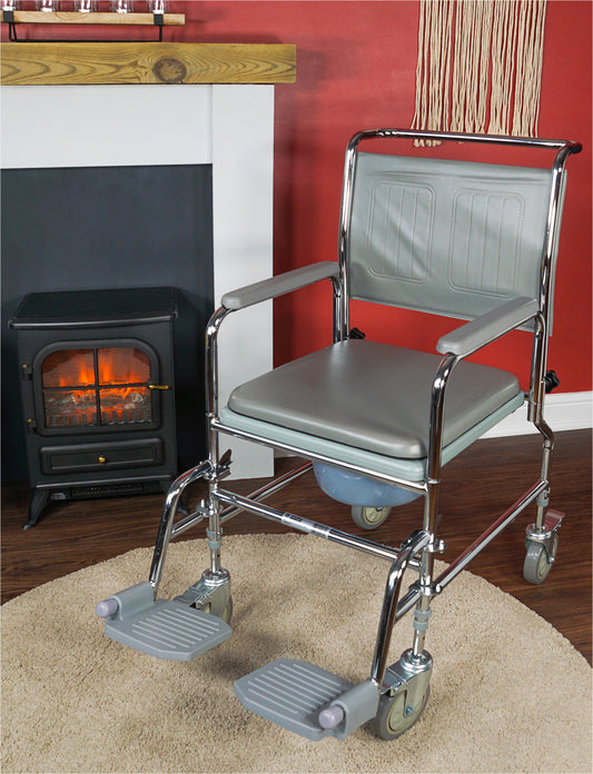 Aidapt VR231X Chaise percée mobile roulante Lenham Transfer Glideabout, usage intensif