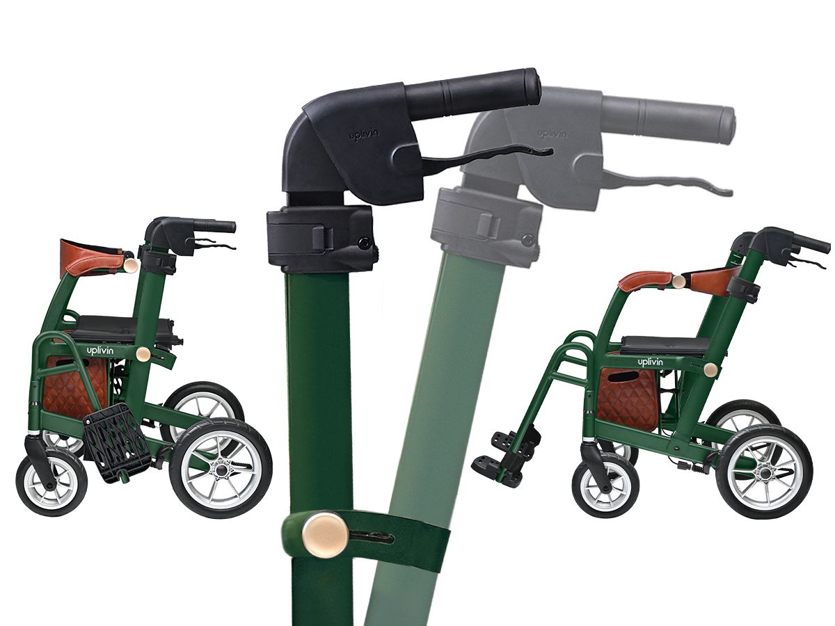 Uplivin Glide 2 in 1 Rollator Green or Black Walker with Seat To Wheelchair folding Lightweight PR32220 PR32221