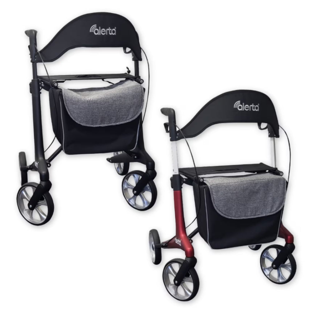 Alerta Carbon Ultra Lightweight Folding 4 Wheel Walker Rollator ALT-R016 Black or Satin Red