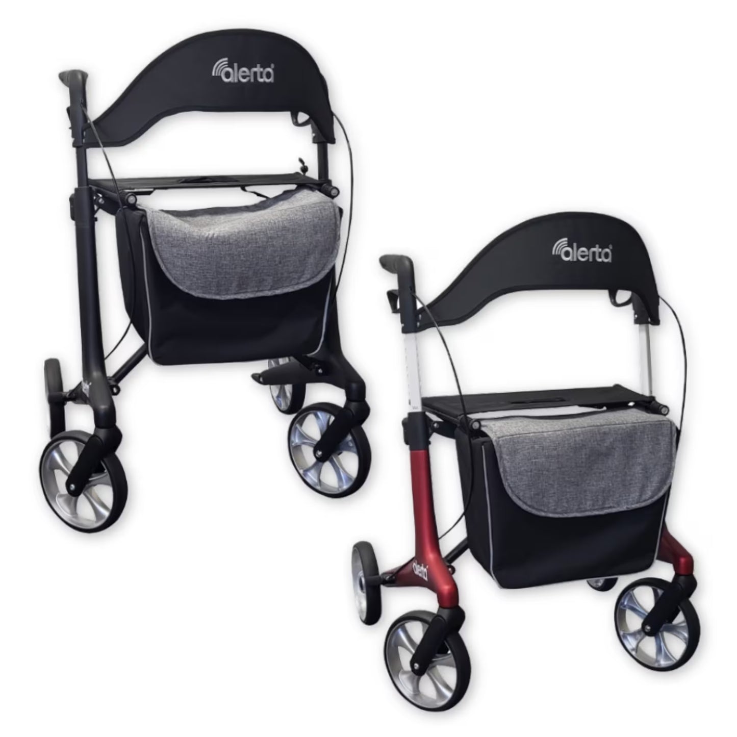 Alerta Carbon Ultra Lightweight Folding 4 Wheel Walker Rollator ALT-R016 Black or Satin Red