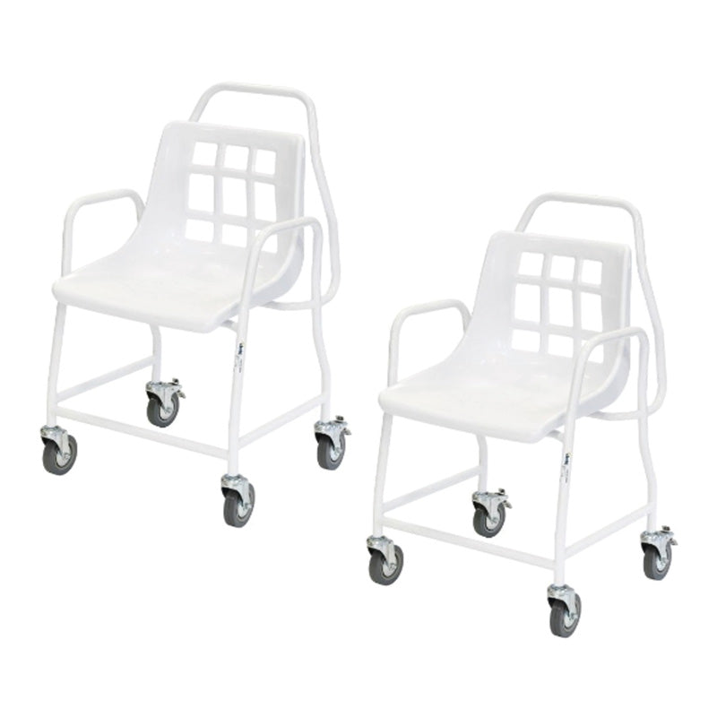 Alerta Mobile Shower Chair With 4 Wheels Castors Puh Handle Attendant ALT-BE002