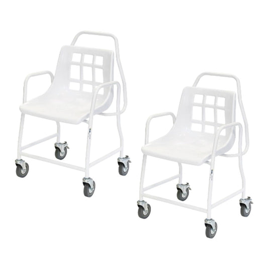 Alerta Mobile Shower Chair With 4 Wheels Castors Puh Handle Attendant ALT-BE002