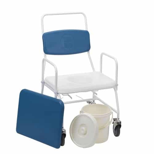 Chaise percée roulante bariatrique robuste et large Birstall Belgrave Mobile 195 Litres, grand pot 14 Litres